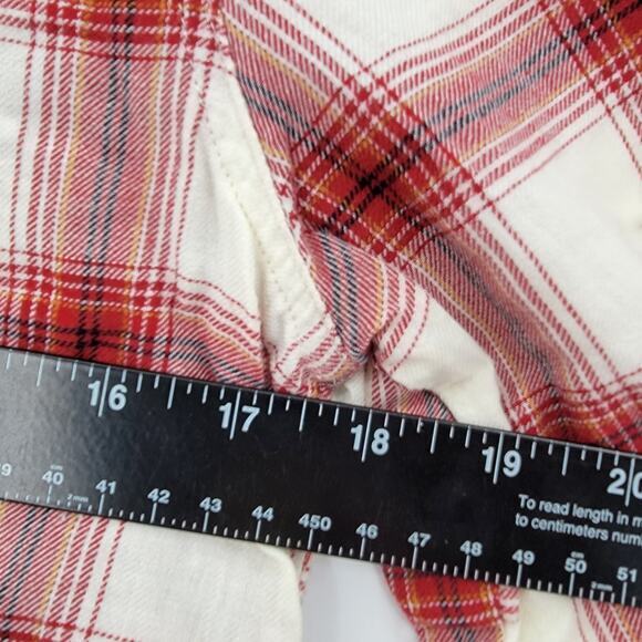 Maurices Women's Cotton Plaid Button Down Flannel Shirt Red White Size Small - Picture 9 of 9